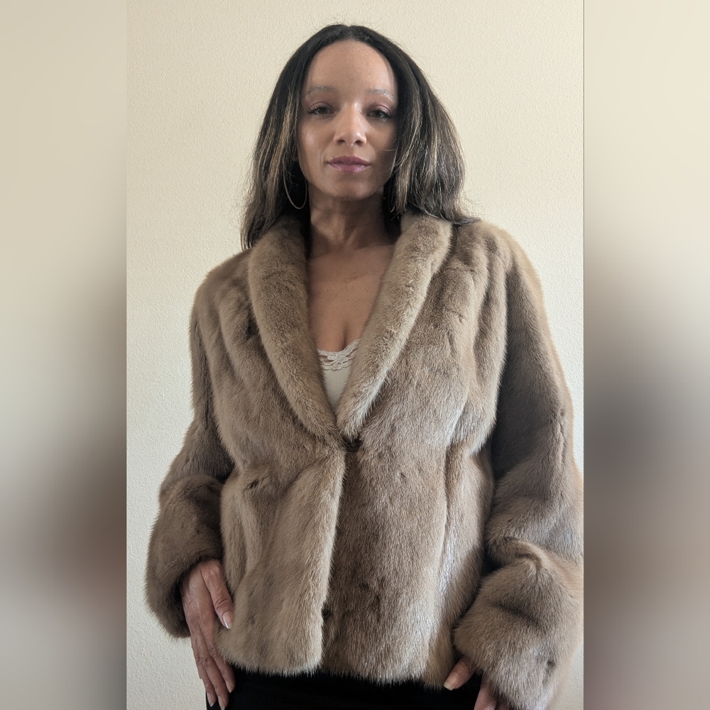 Pastel Mink Fur Bolero Jacket Soft Luxury Cropped Coat Medium / Large